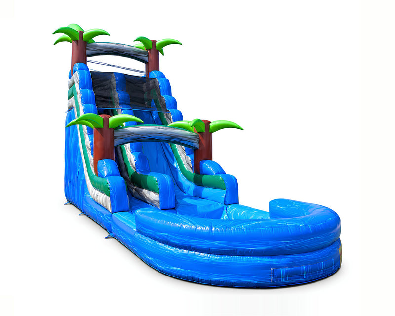 Toboggan Aquatique Palmiers 9 × 3 × 5,8 m, packshot sur fond blanc