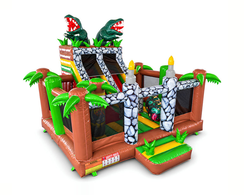 Aire de jeux Jungle Dino 5,5 × 6,5 m, packshot sur fond blanc