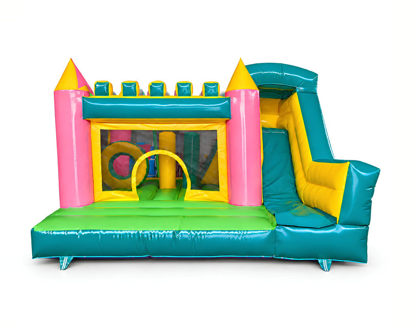 Combo Tourelles Toboggan 4 × 4 m, packshot sur fond blanc